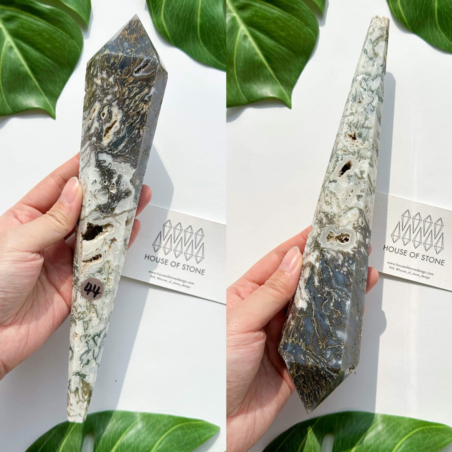 Natural Moss Agate Wand/Druzy Moss Agate Crystal Point Wand/Moss Agate Crystal Handle/Moss Agate Stem/Wedding Bouquet Handle/Heart Chakra Healing/AAA