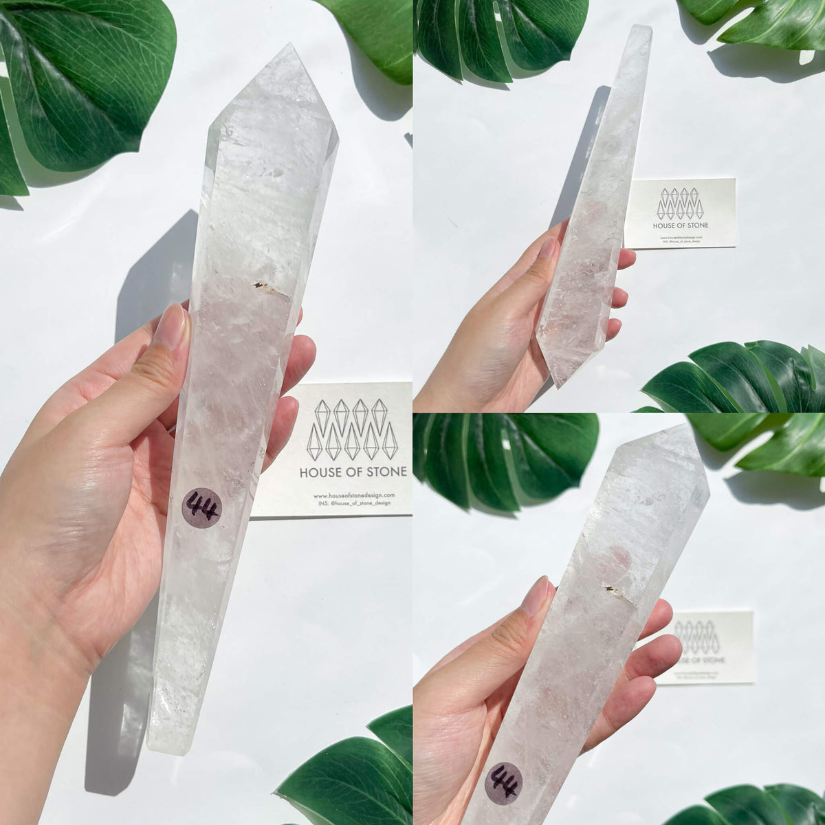 Natural Clear Quartz Point Wand/Clear Quartz Rainbow Crystal Wand/Clear Quartz Handle/Crystal Stem/Crown Chakra Healing/Meditation Tool/AAA