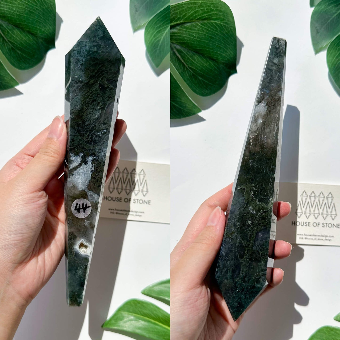 Natural Moss Agate Wand/Druzy Moss Agate Crystal Point Wand/Moss Agate Crystal Handle/Moss Agate Stem/Wedding Bouquet Handle/Heart Chakra Healing/AAA