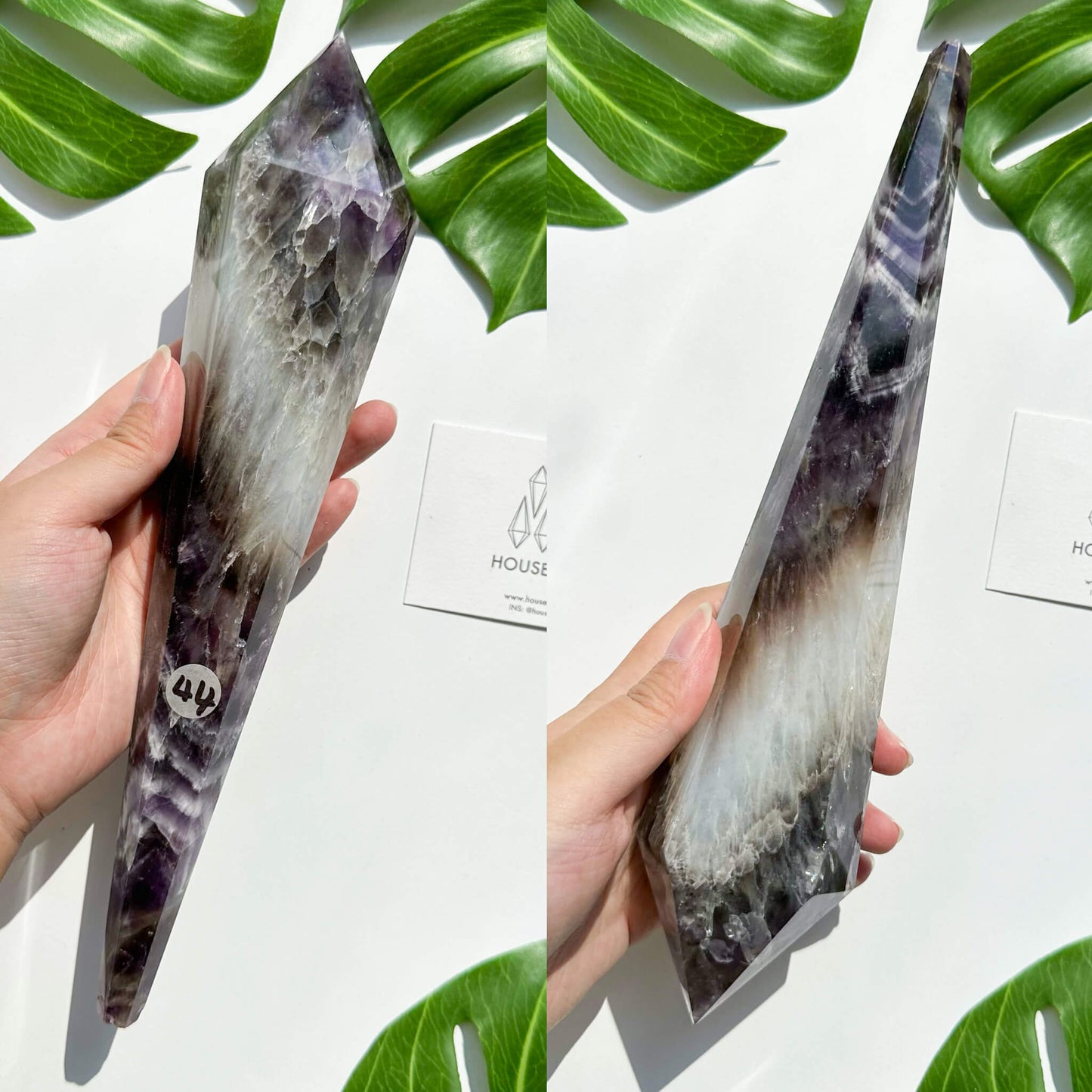 Natural Chevron Amethyst Wand/Chevron Amethyst Crystal Point Wand/Crystal Handle/Amethyst Stem/Wedding Bouquet Handle/Third Eye Chakra Healing/AAA