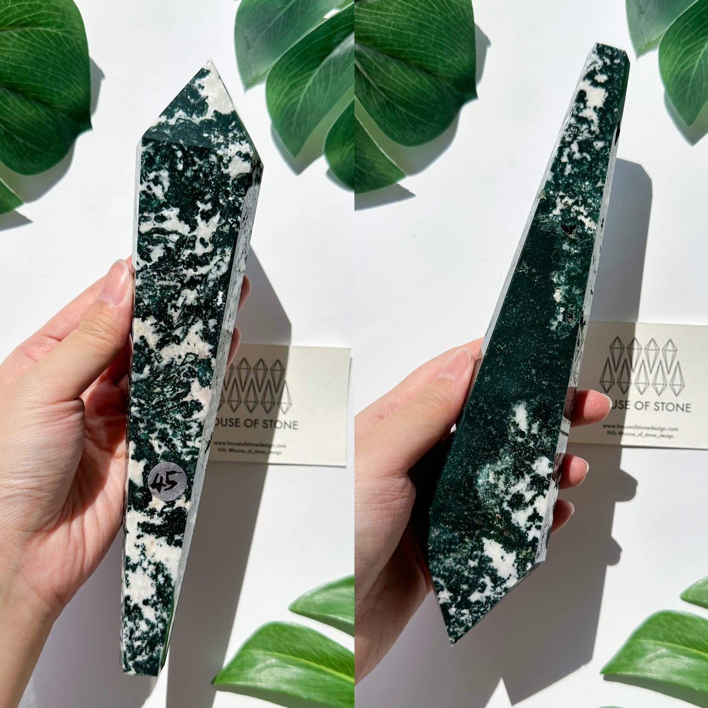 Natural Moss Agate Wand/Druzy Moss Agate Crystal Point Wand/Moss Agate Crystal Handle/Moss Agate Stem/Wedding Bouquet Handle/Heart Chakra Healing/AAA