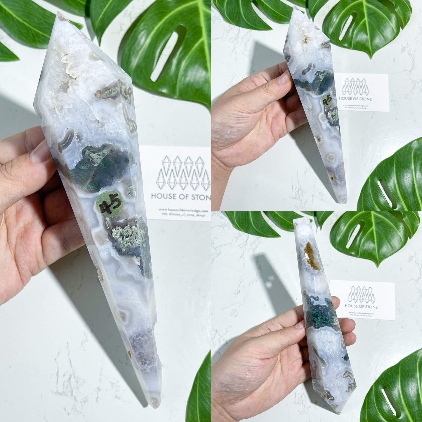 Natural Moss Agate Wand/Druzy Moss Agate Crystal Point Wand/Moss Agate Crystal Handle/Moss Agate Stem/Wedding Bouquet Handle/Heart Chakra Healing/AAA