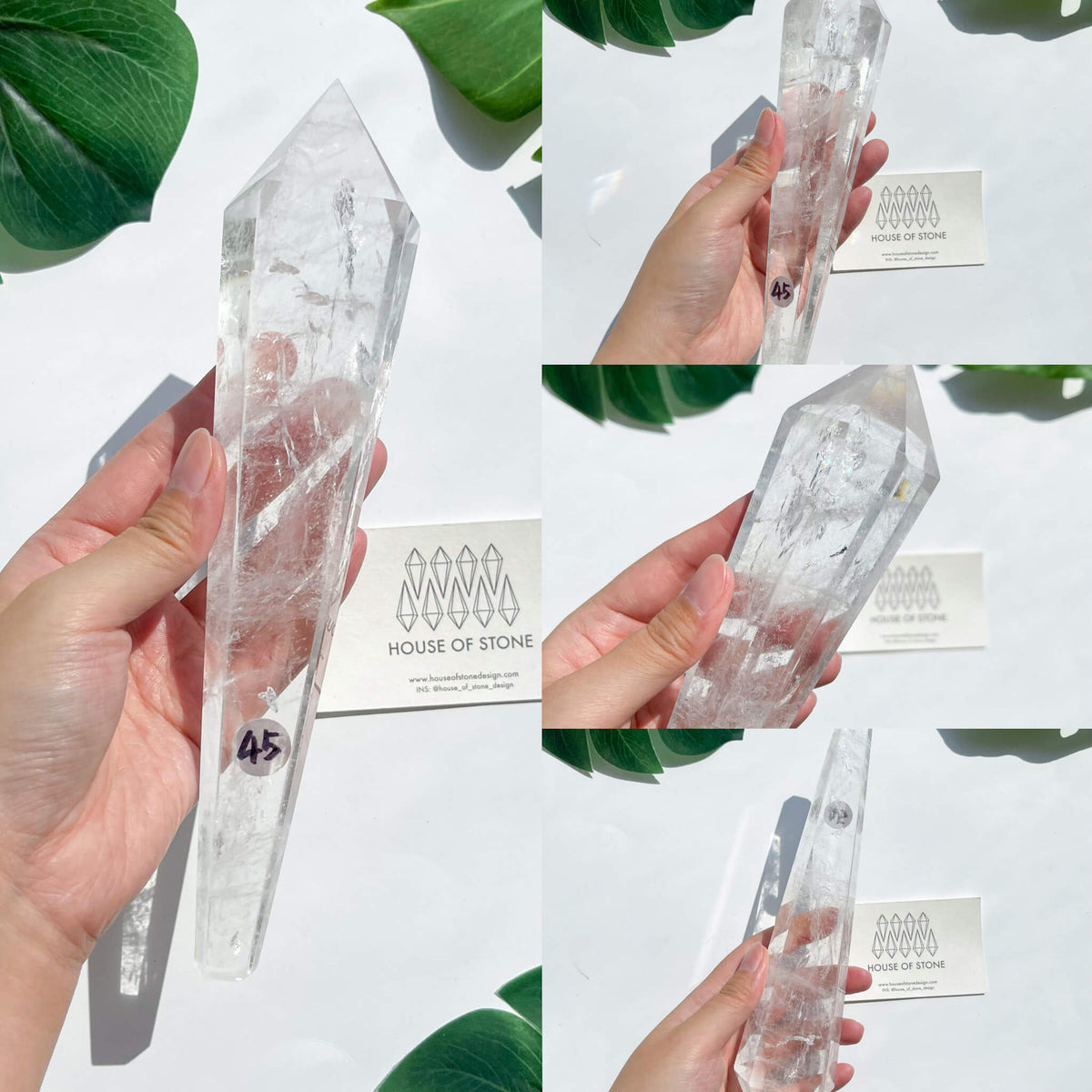 Natural Clear Quartz Point Wand/Clear Quartz Rainbow Crystal Wand/Clear Quartz Handle/Crystal Stem/Crown Chakra Healing/Meditation Tool/AAA