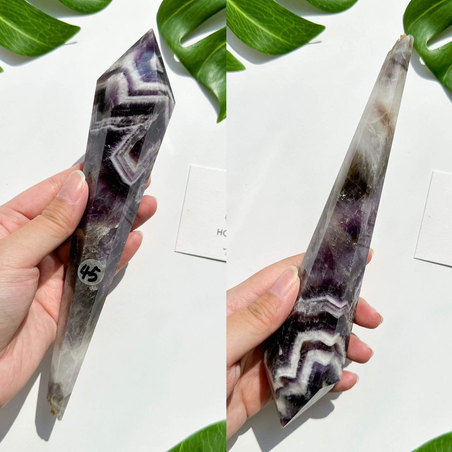 Natural Chevron Amethyst Wand/Chevron Amethyst Crystal Point Wand/Crystal Handle/Amethyst Stem/Wedding Bouquet Handle/Third Eye Chakra Healing/AAA