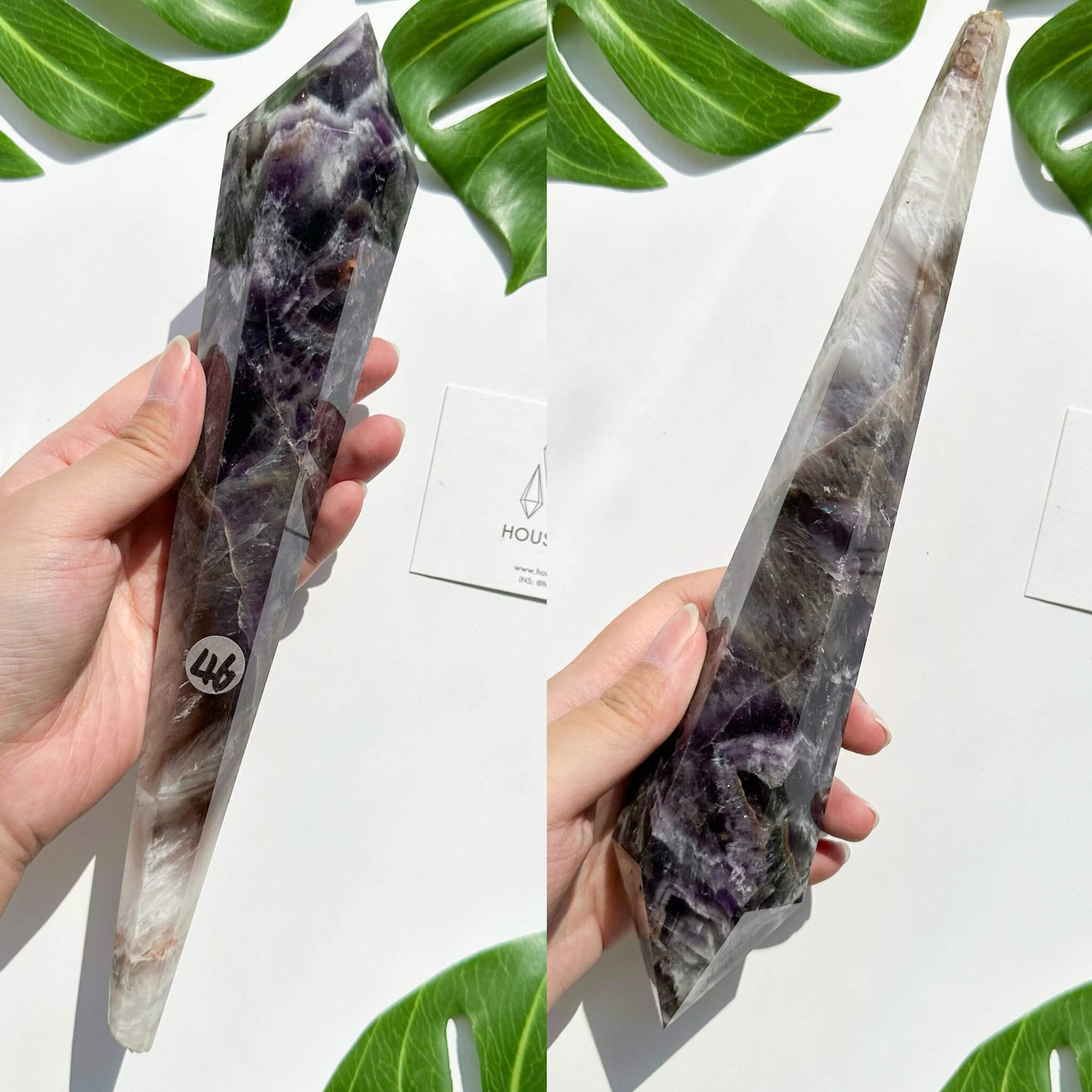 Natural Chevron Amethyst Wand/Chevron Amethyst Crystal Point Wand/Crystal Handle/Amethyst Stem/Wedding Bouquet Handle/Third Eye Chakra Healing/AAA