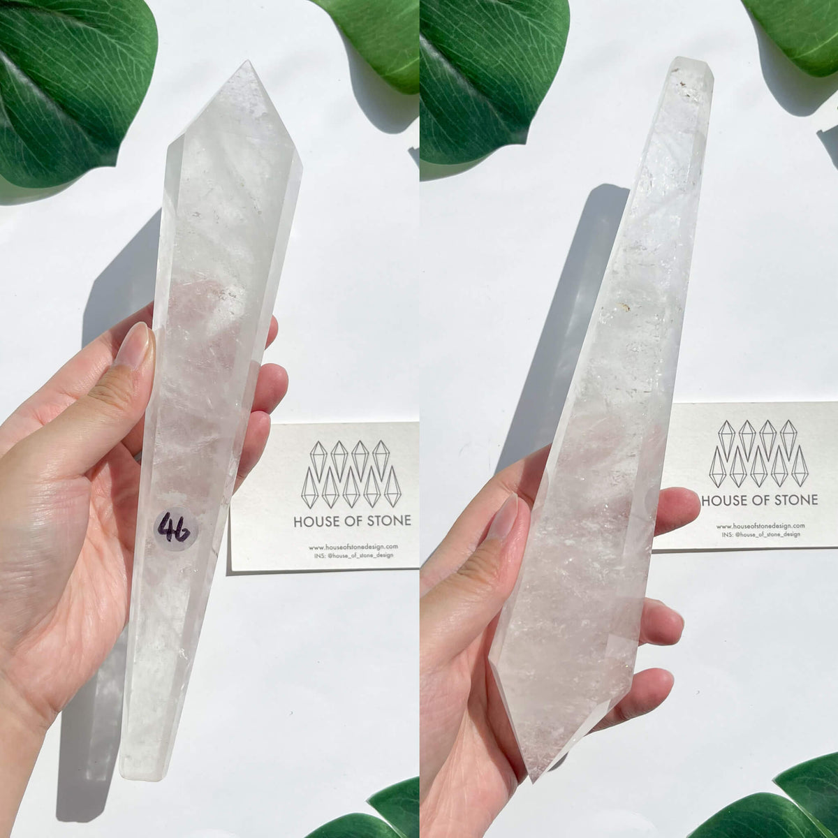 Natural Clear Quartz Point Wand/Clear Quartz Rainbow Crystal Wand/Clear Quartz Handle/Crystal Stem/Crown Chakra Healing/Meditation Tool/AAA