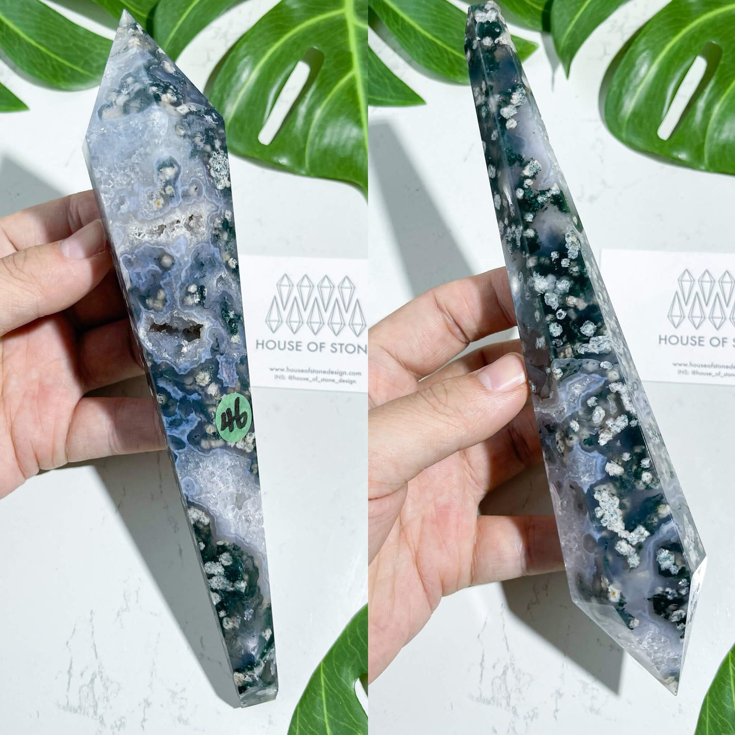 Natural Moss Agate Wand/Druzy Moss Agate Crystal Point Wand/Moss Agate Crystal Handle/Moss Agate Stem/Wedding Bouquet Handle/Heart Chakra Healing/AAA