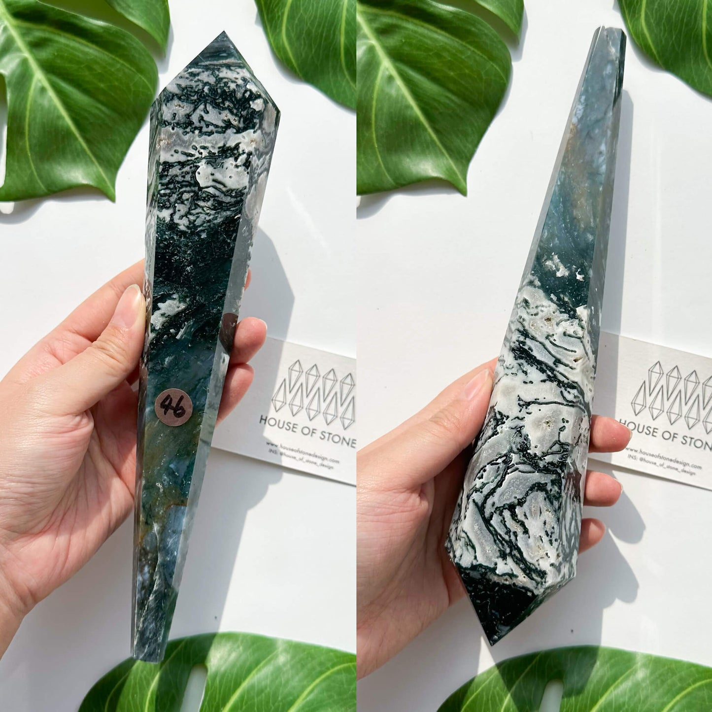 Natural Moss Agate Wand/Druzy Moss Agate Crystal Point Wand/Moss Agate Crystal Handle/Moss Agate Stem/Wedding Bouquet Handle/Heart Chakra Healing/AAA