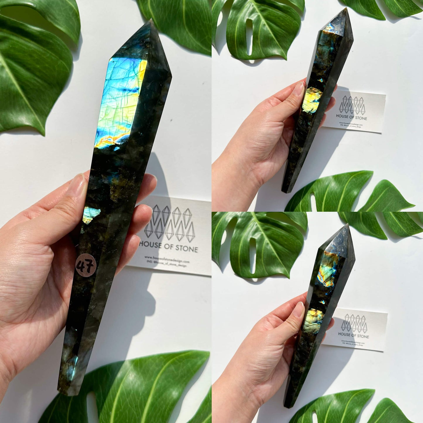 Natural Labradorite Wand/Rainbow Labradorite Crystal Point Wand/Labradorite Crystal Handle/Labradorite Stem/Wedding Bouquet Handle/Chakra Healing/AAA