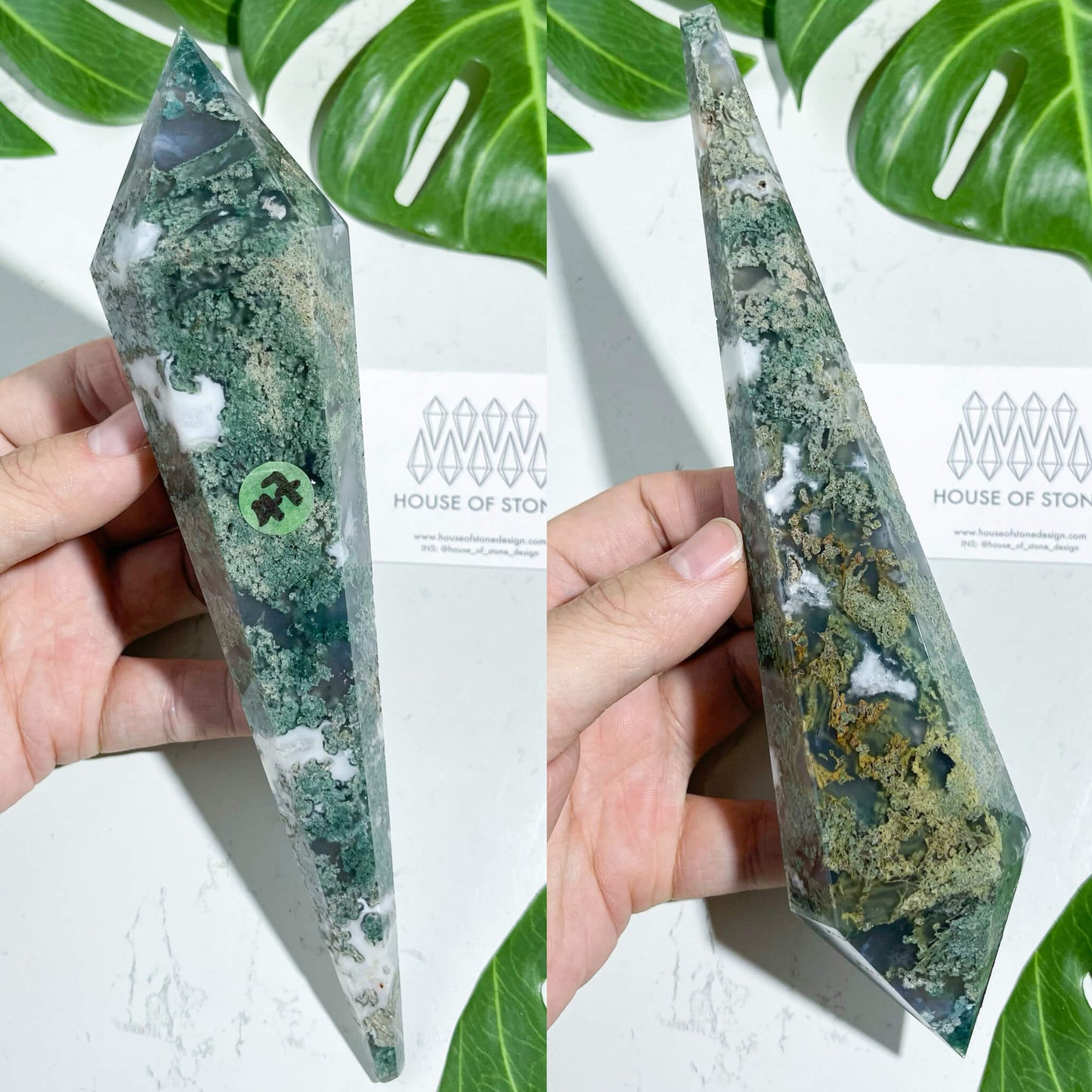 Natural Moss Agate Wand/Druzy Moss Agate Crystal Point Wand/Moss Agate Crystal Handle/Moss Agate Stem/Wedding Bouquet Handle/Heart Chakra Healing/AAA