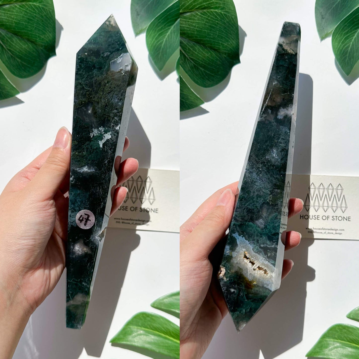 Natural Moss Agate Wand/Druzy Moss Agate Crystal Point Wand/Moss Agate Crystal Handle/Moss Agate Stem/Wedding Bouquet Handle/Heart Chakra Healing/AAA