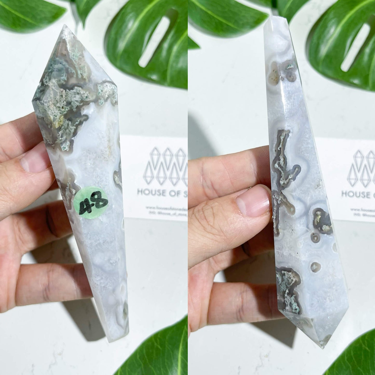 Natural Moss Agate Wand/Druzy Moss Agate Crystal Point Wand/Moss Agate Crystal Handle/Moss Agate Stem/Wedding Bouquet Handle/Heart Chakra Healing/AAA