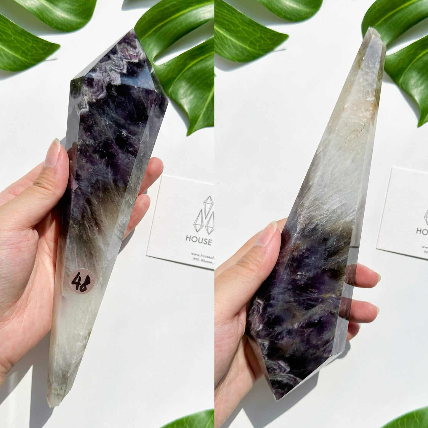 Natural Chevron Amethyst Wand/Chevron Amethyst Crystal Point Wand/Crystal Handle/Amethyst Stem/Wedding Bouquet Handle/Third Eye Chakra Healing/AAA