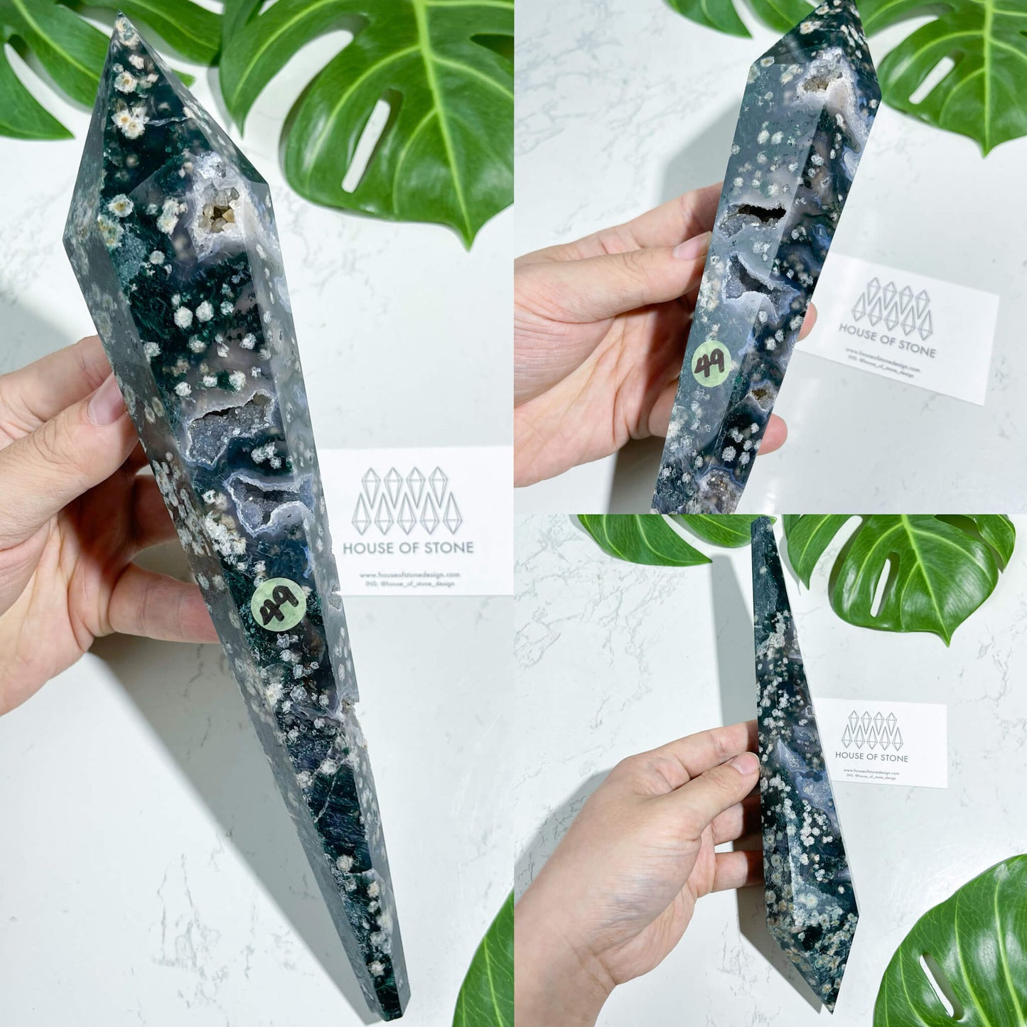 Natural Moss Agate Wand/Druzy Moss Agate Crystal Point Wand/Moss Agate Crystal Handle/Moss Agate Stem/Wedding Bouquet Handle/Heart Chakra Healing/AAA