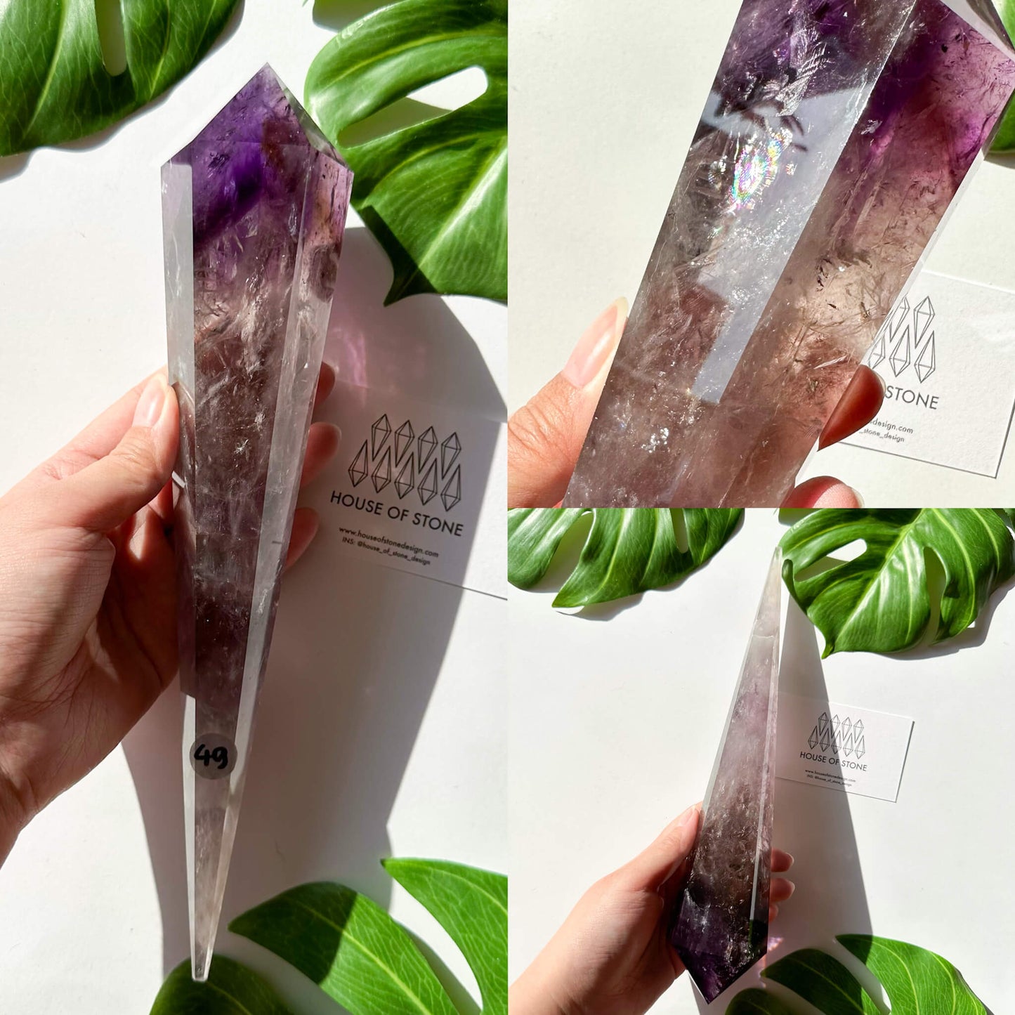 Amethyst Wand/Natural Amethyst Point Wand/High Quality Amethyst Rainbow Crystal Point Wand/Amethyst Handle/Amethyst Stem/Meditation Tool/AAA