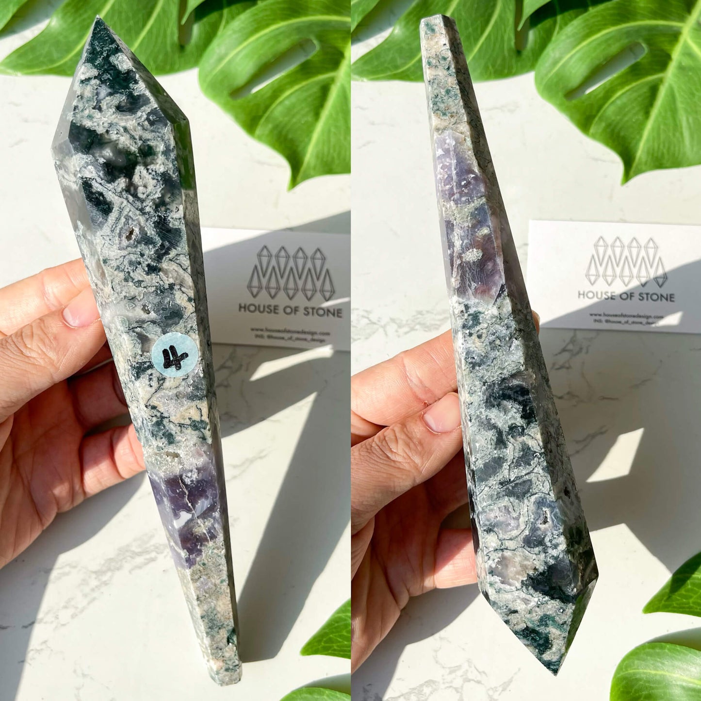 Natural Moss Agate Wand/Druzy Moss Agate Crystal Point Wand/Moss Agate Crystal Handle/Moss Agate Stem/Wedding Bouquet Handle/Heart Chakra Healing/AAA