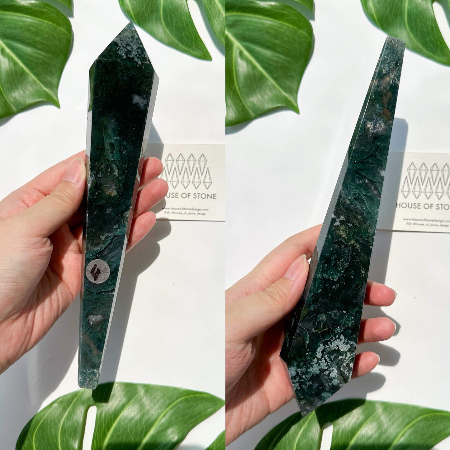Natural Moss Agate Wand/Druzy Moss Agate Crystal Point Wand/Moss Agate Crystal Handle/Moss Agate Stem/Wedding Bouquet Handle/Heart Chakra Healing/AAA