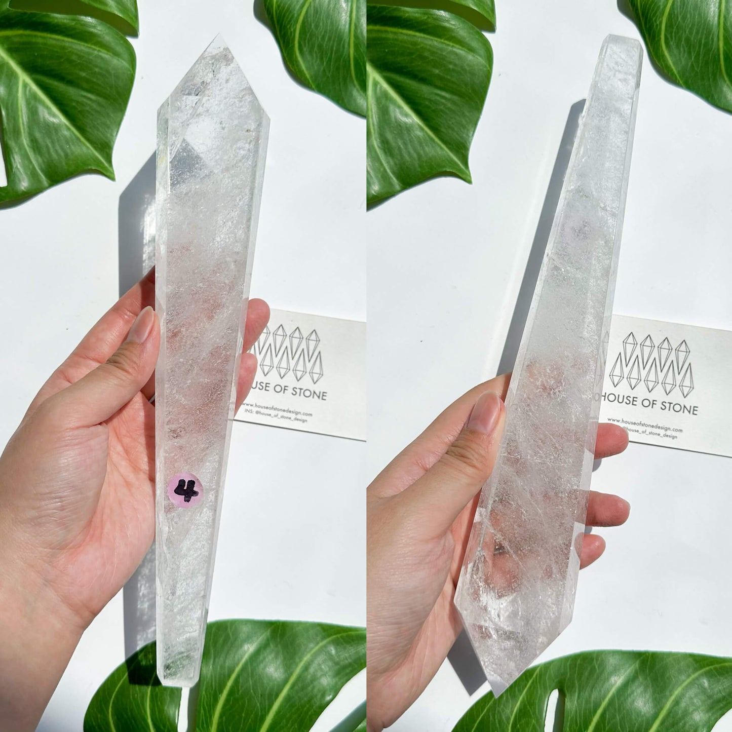Natural Clear Quartz Point Wand/Clear Quartz Rainbow Crystal Wand/Clear Quartz Handle/Crystal Stem/Crown Chakra Healing/Meditation Tool/AAA