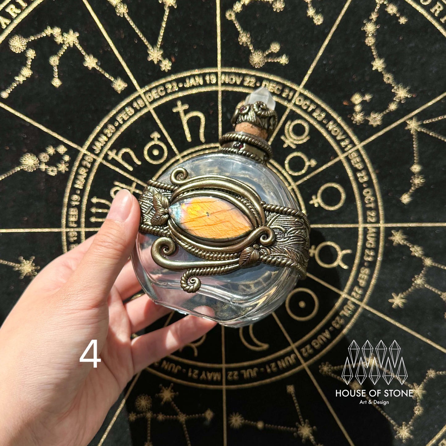 Handmade Natural Crystal Spell Jar/Apothecary Spell Jar/Magic Potion Bottle/Witch Apothecary Bottle/Large Wish bottle/Intention bottle