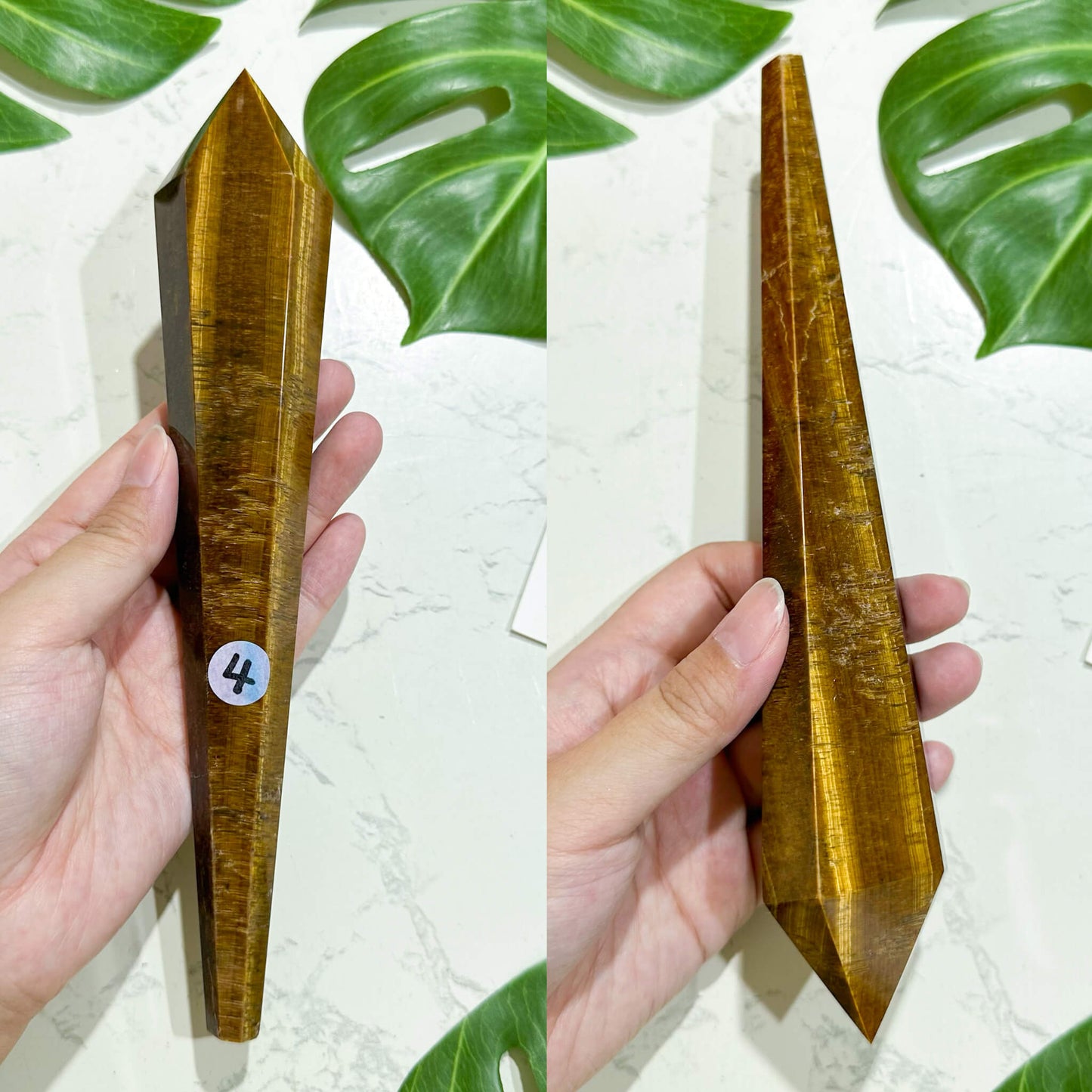 Natural Tiger's Eye Jasper Wand/Tiger's Eye Jasper Point Wand/Crystal Gemstone Jasper Wand Handle/Crystal Stem/Solar Plexus Chakra Healing