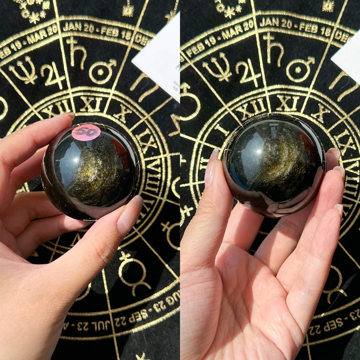 Natural Rare Gold Sheen Obsidian/Large Gold Obsidian Sphere/AAA