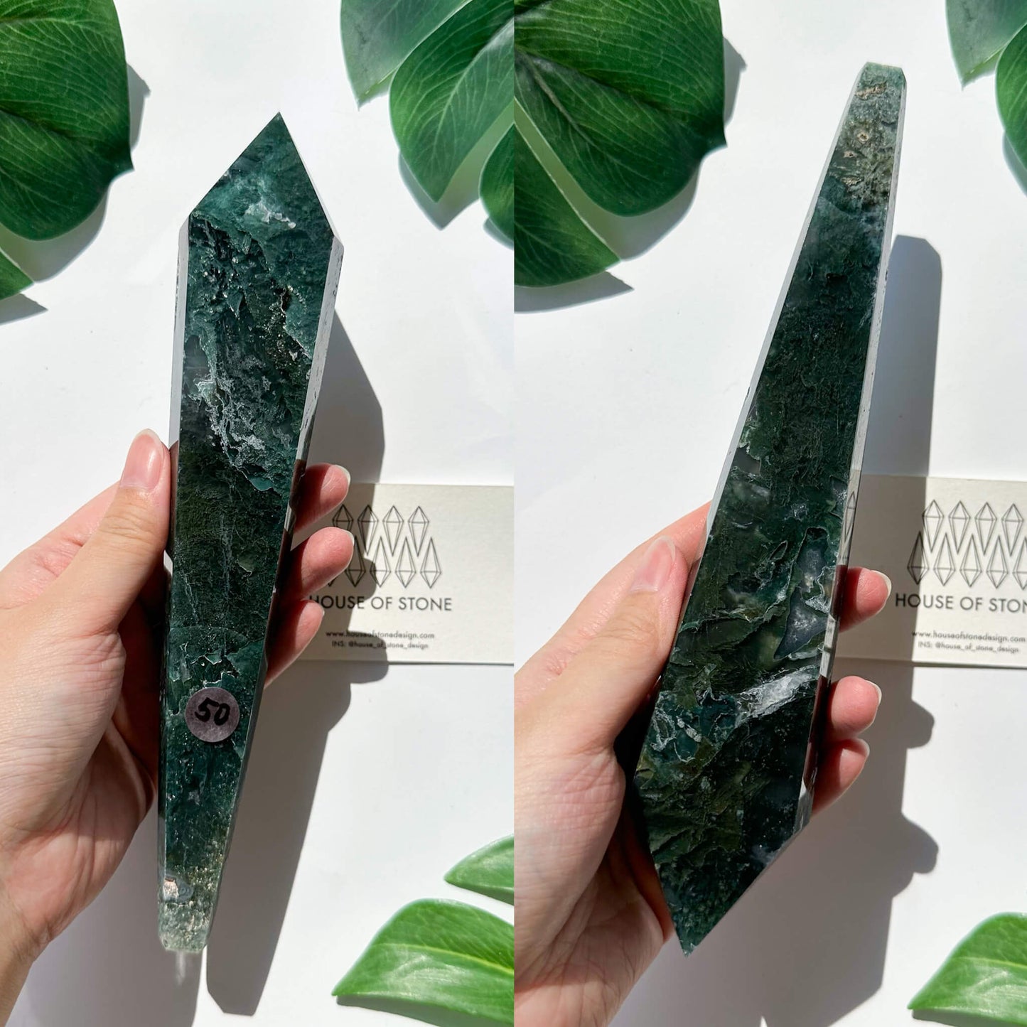 Natural Moss Agate Wand/Druzy Moss Agate Crystal Point Wand/Moss Agate Crystal Handle/Moss Agate Stem/Wedding Bouquet Handle/Heart Chakra Healing/AAA