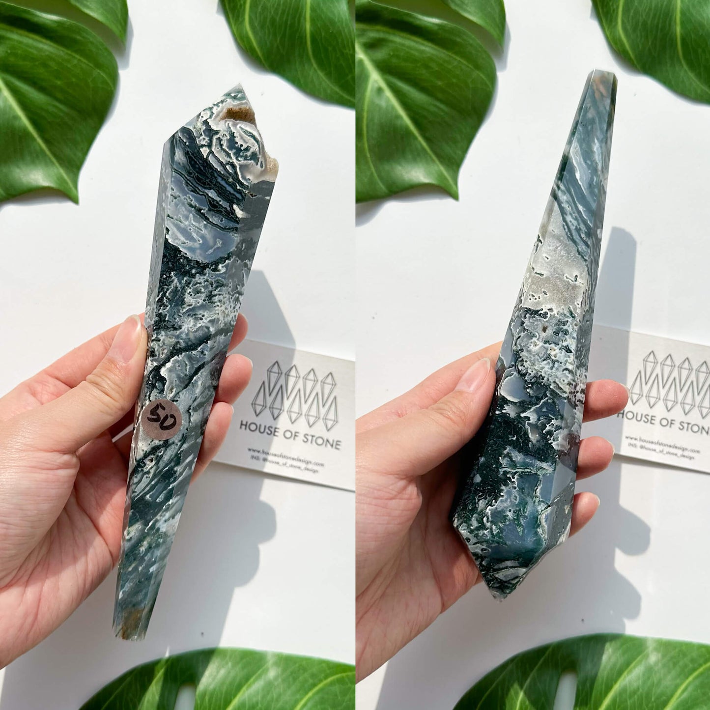 Natural Moss Agate Wand/Druzy Moss Agate Crystal Point Wand/Moss Agate Crystal Handle/Moss Agate Stem/Wedding Bouquet Handle/Heart Chakra Healing/AAA