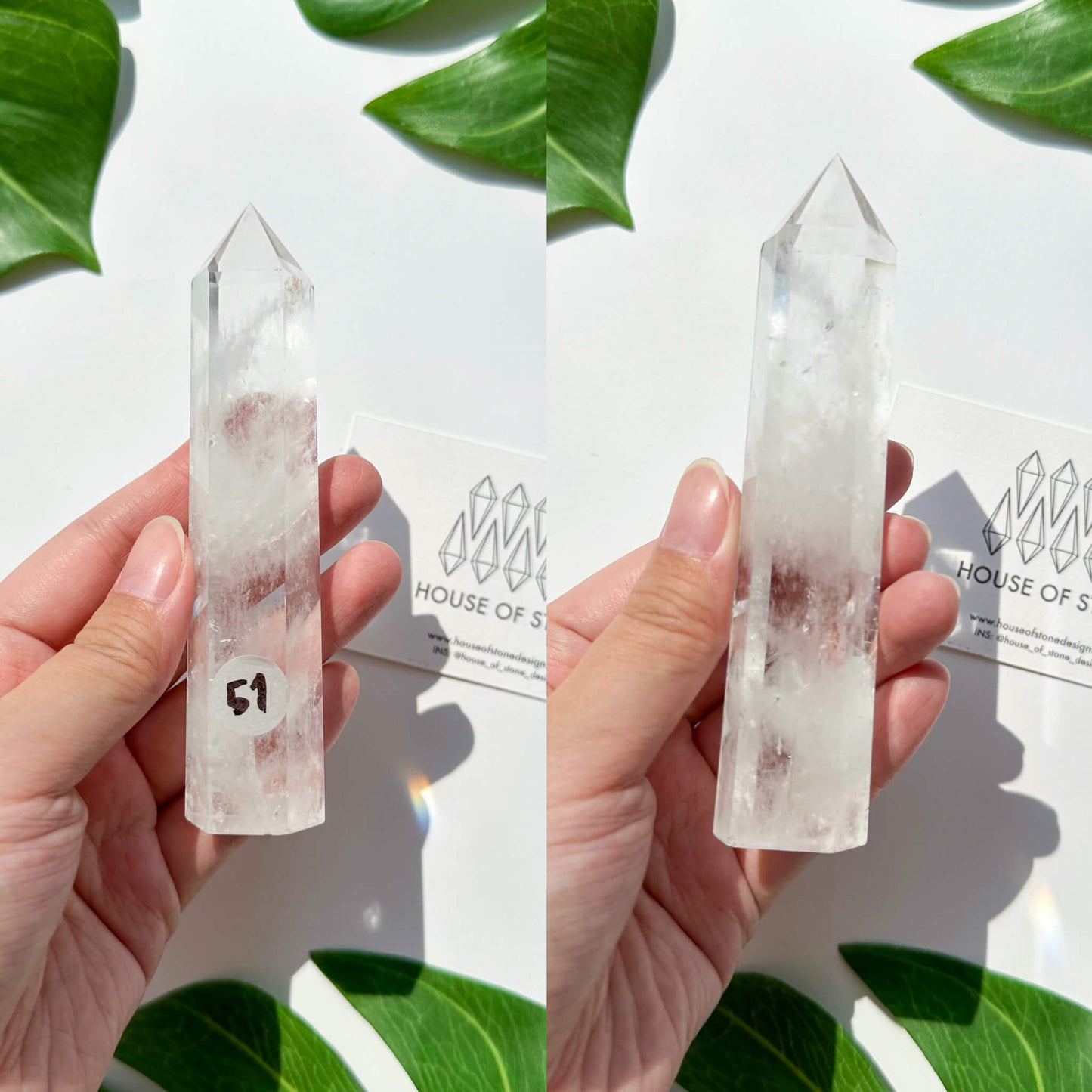 Natural Clear Quartz Point Tower/Clear Quartz Rainbow Crystal Tower/Clear Quartz Obelisk/Crown Chakra Healing/Meditation Tool/AAA