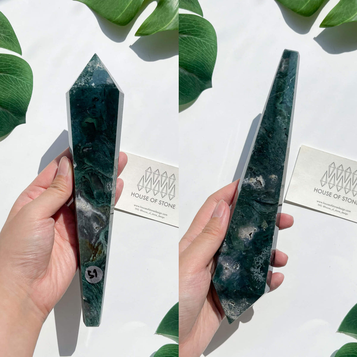 Natural Moss Agate Wand/Druzy Moss Agate Crystal Point Wand/Moss Agate Crystal Handle/Moss Agate Stem/Wedding Bouquet Handle/Heart Chakra Healing/AAA