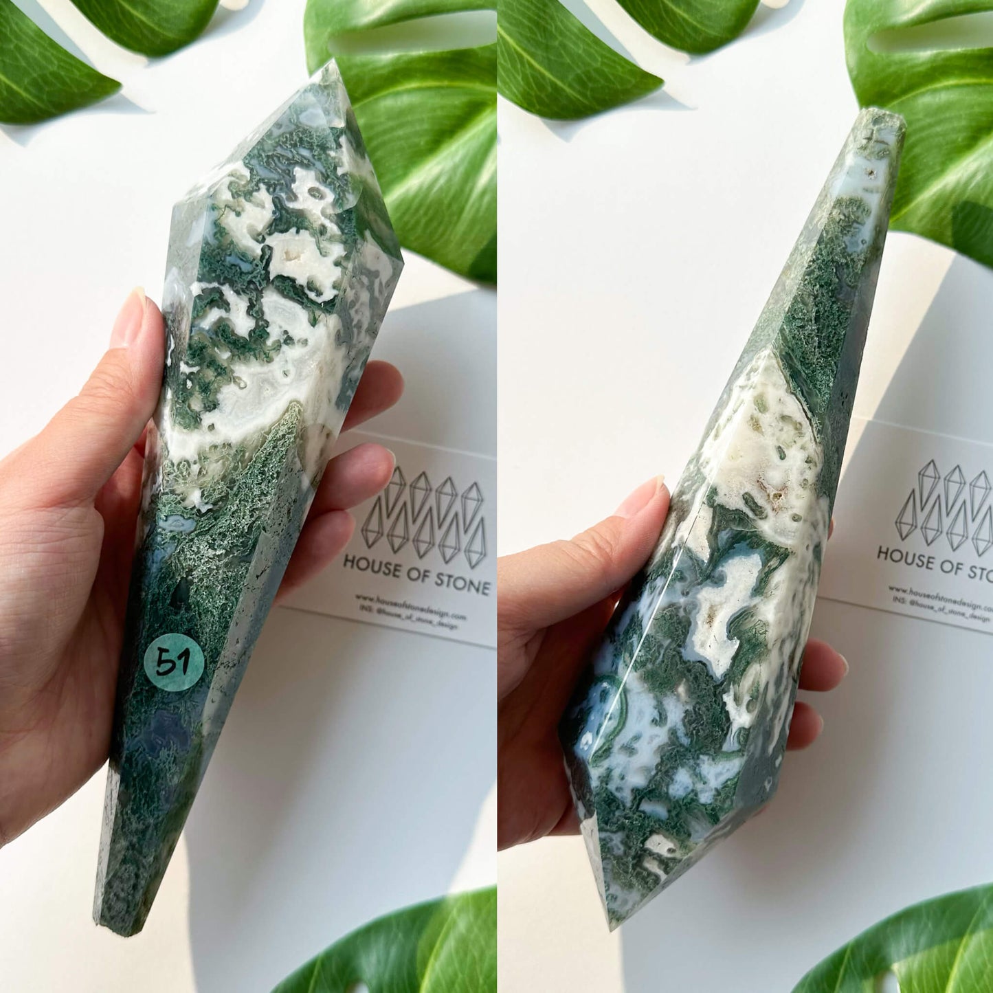 Natural Moss Agate Wand/Druzy Moss Agate Crystal Point Wand/Moss Agate Crystal Handle/Moss Agate Stem/Wedding Bouquet Handle/Heart Chakra Healing/AAA