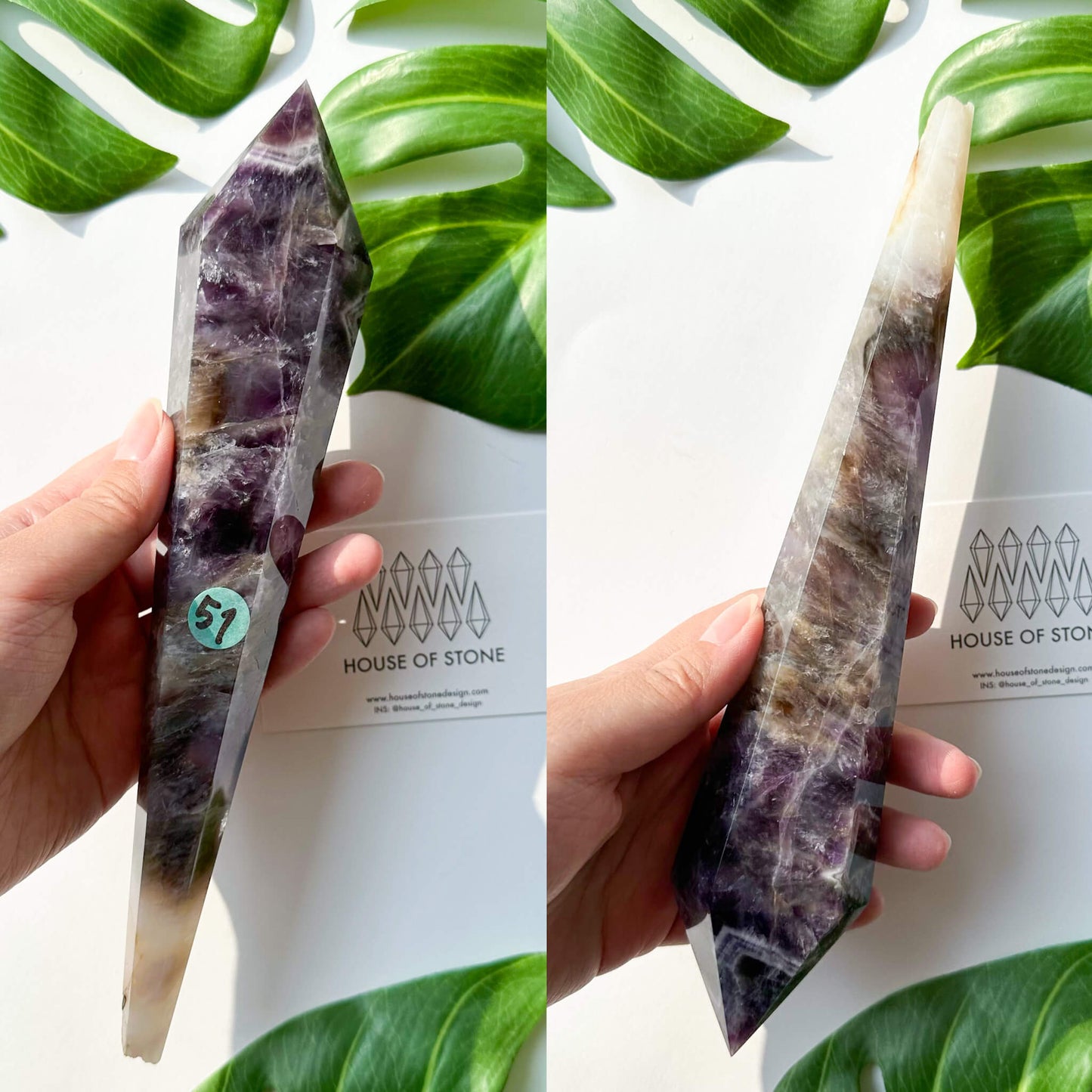 Natural Chevron Amethyst Wand/Chevron Amethyst Crystal Point Wand/Crystal Handle/Amethyst Stem/Wedding Bouquet Handle/Third Eye Chakra Healing/AAA