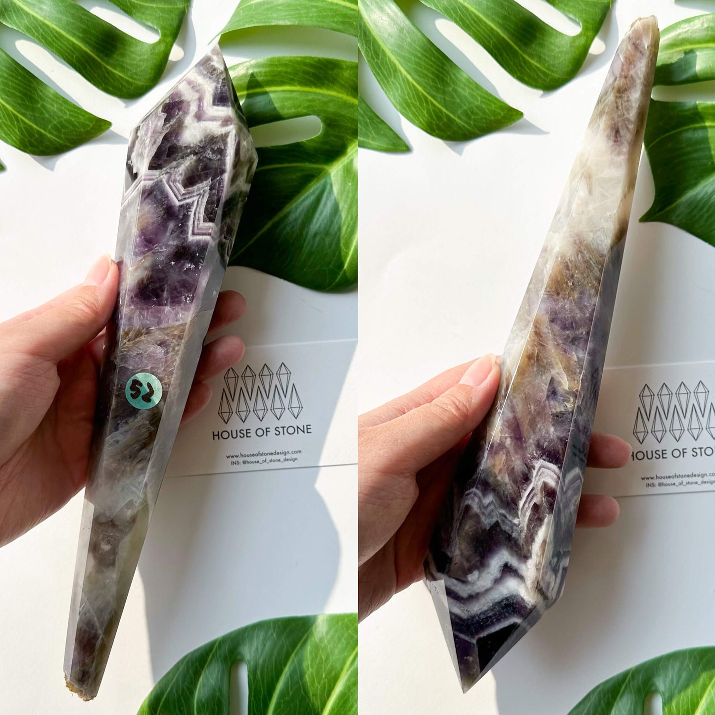 Natural Chevron Amethyst Wand/Chevron Amethyst Crystal Point Wand/Crystal Handle/Amethyst Stem/Wedding Bouquet Handle/Third Eye Chakra Healing/AAA