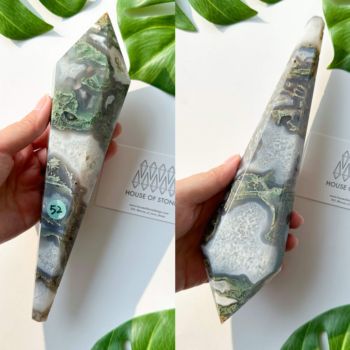 Natural Moss Agate Wand/Druzy Moss Agate Crystal Point Wand/Moss Agate Crystal Handle/Moss Agate Stem/Wedding Bouquet Handle/Heart Chakra Healing/AAA