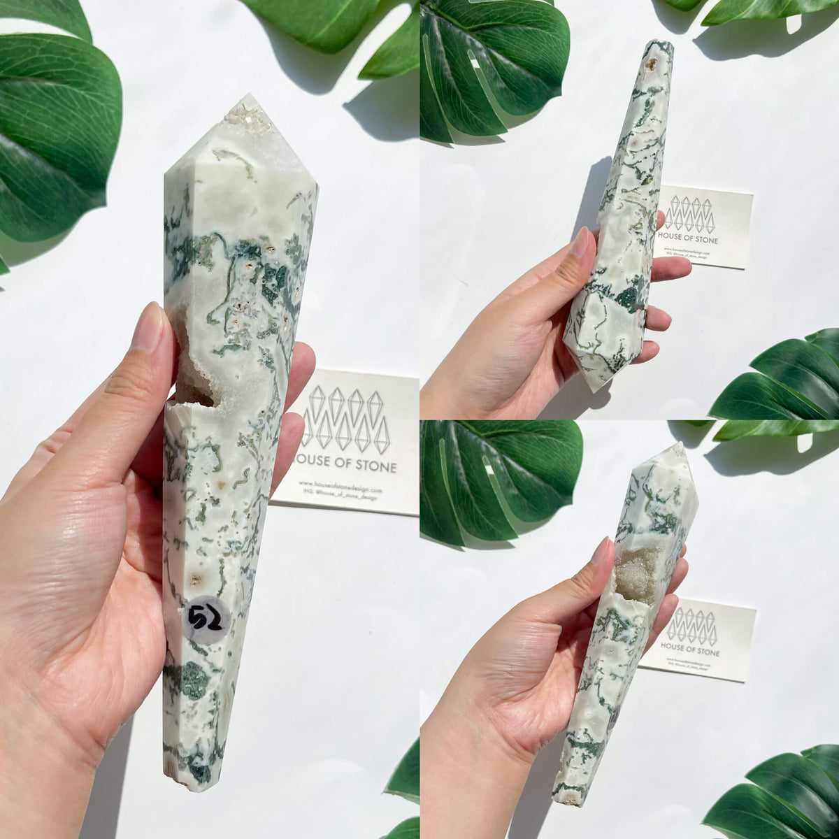 Natural Moss Agate Wand/Druzy Moss Agate Crystal Point Wand/Moss Agate Crystal Handle/Moss Agate Stem/Wedding Bouquet Handle/Heart Chakra Healing/AAA