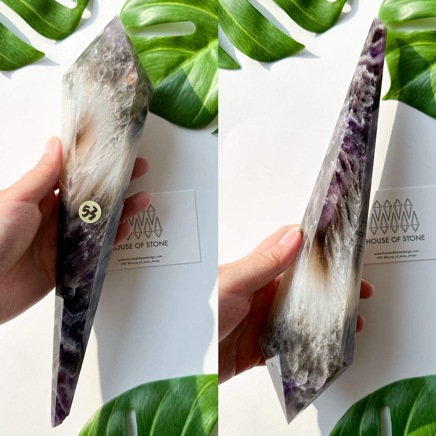 Natural Chevron Amethyst Wand/Chevron Amethyst Crystal Point Wand/Crystal Handle/Amethyst Stem/Wedding Bouquet Handle/Third Eye Chakra Healing/AAA