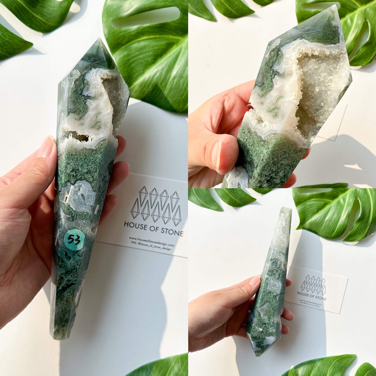 Natural Moss Agate Wand/Druzy Moss Agate Crystal Point Wand/Moss Agate Crystal Handle/Moss Agate Stem/Wedding Bouquet Handle/Heart Chakra Healing/AAA