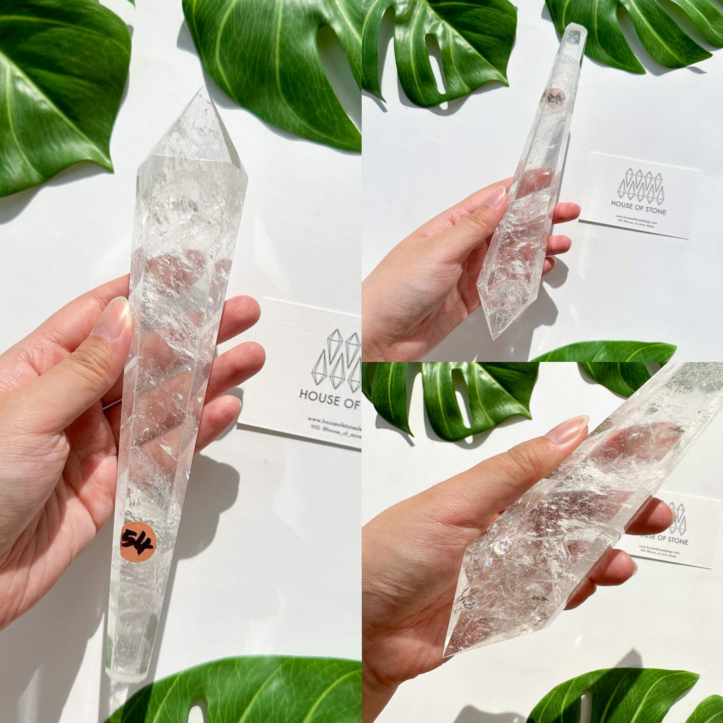 Natural Clear Quartz Point Wand/Clear Quartz Rainbow Crystal Wand/Clear Quartz Handle/Crystal Stem/Crown Chakra Healing/Meditation Tool/AAA