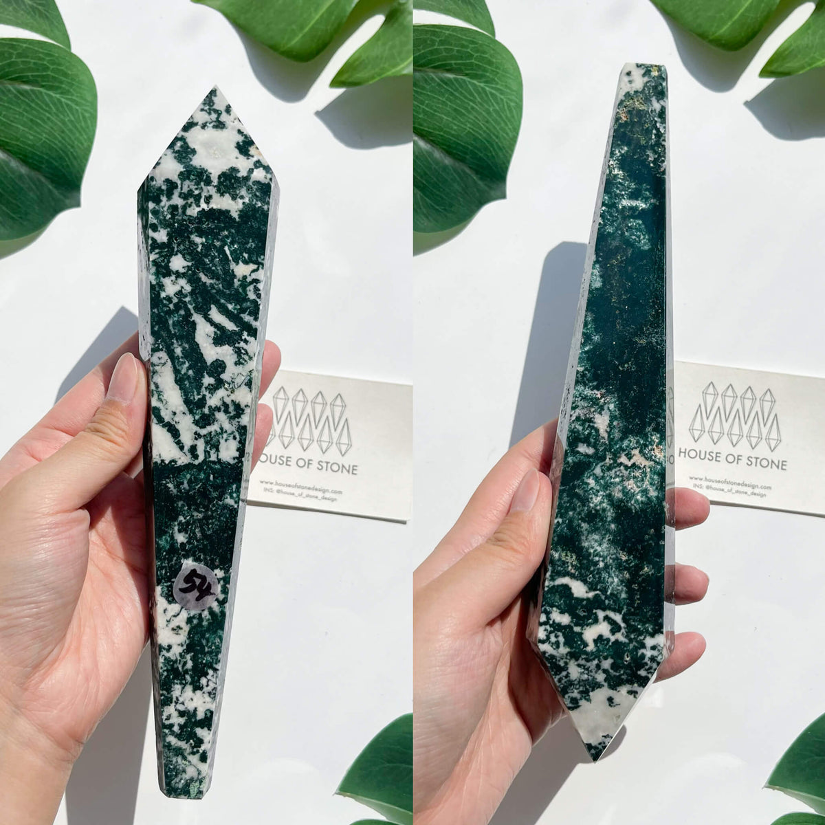 Natural Moss Agate Wand/Druzy Moss Agate Crystal Point Wand/Moss Agate Crystal Handle/Moss Agate Stem/Wedding Bouquet Handle/Heart Chakra Healing/AAA