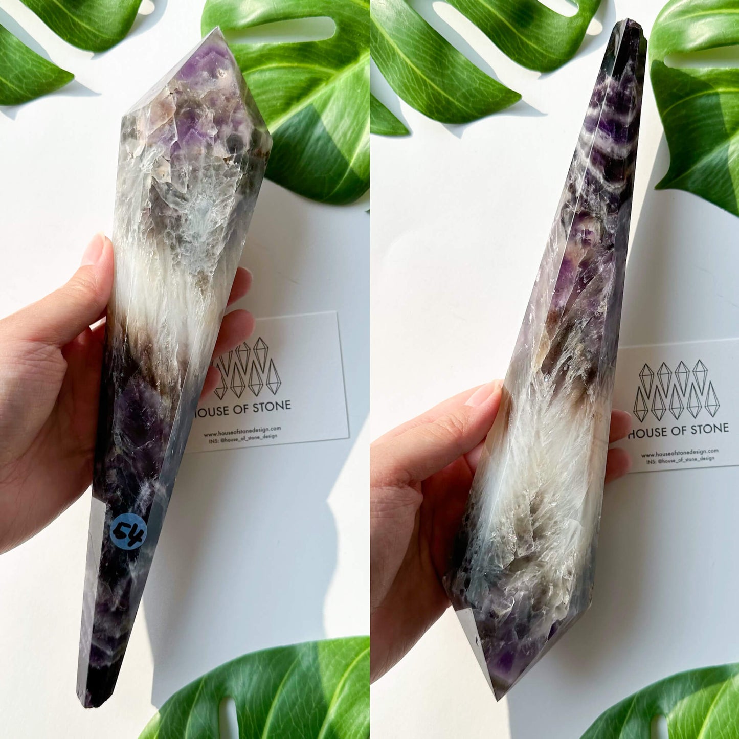 Natural Chevron Amethyst Wand/Chevron Amethyst Crystal Point Wand/Crystal Handle/Amethyst Stem/Wedding Bouquet Handle/Third Eye Chakra Healing/AAA