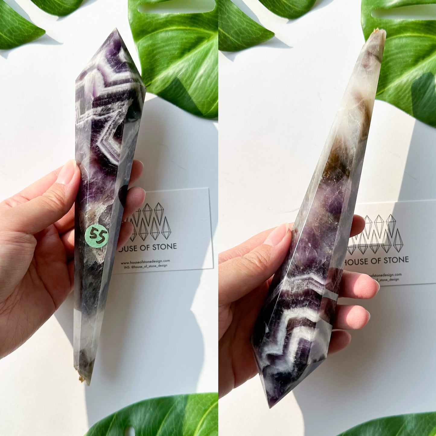 Natural Chevron Amethyst Wand/Chevron Amethyst Crystal Point Wand/Crystal Handle/Amethyst Stem/Wedding Bouquet Handle/Third Eye Chakra Healing/AAA