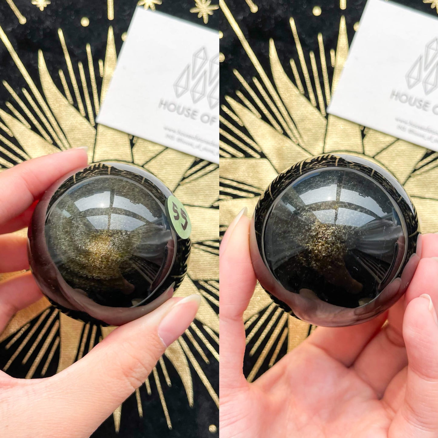 Natural Rare Gold Sheen Obsidian/Large Gold Obsidian Sphere/AAA