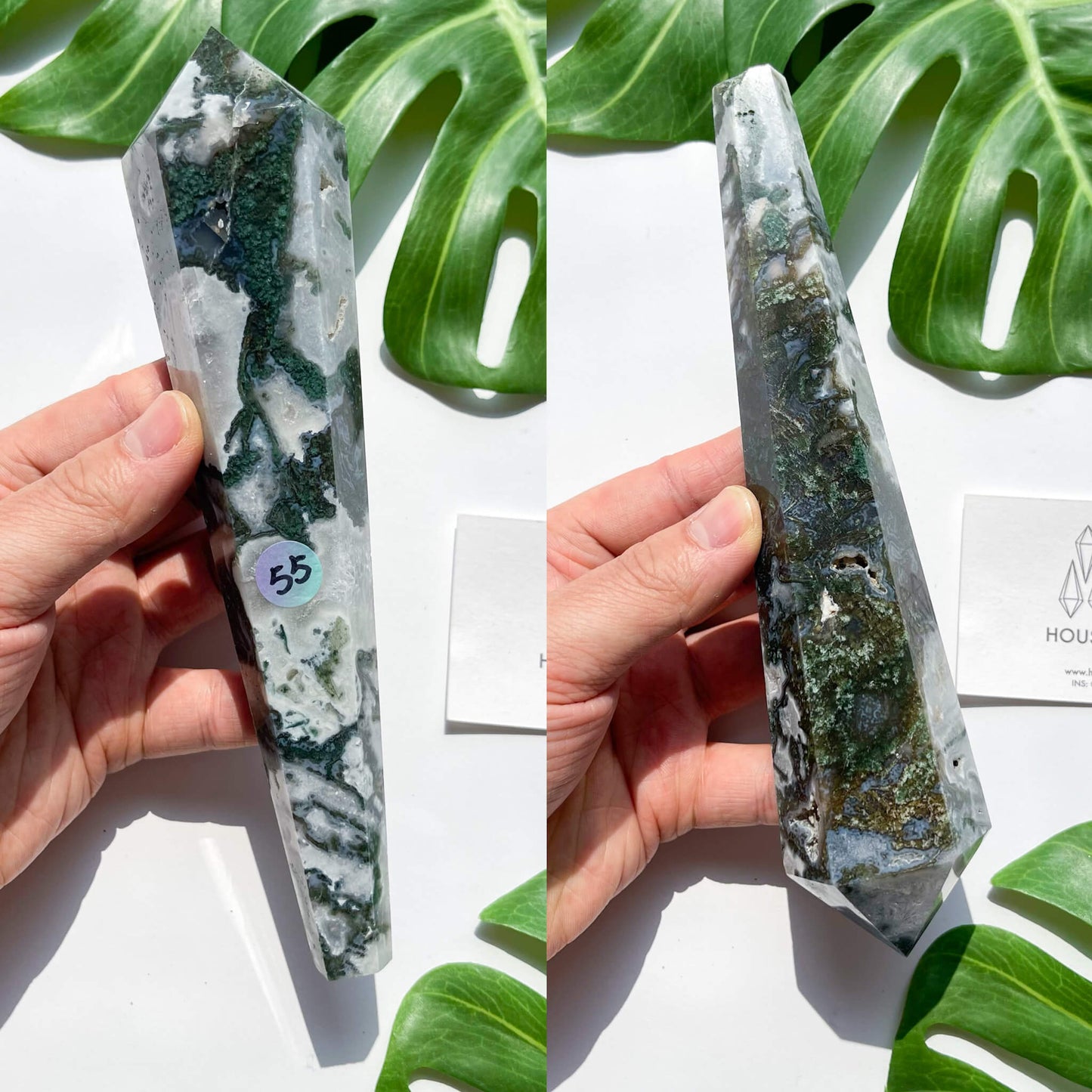 Natural Moss Agate Wand/Druzy Moss Agate Crystal Point Wand/Moss Agate Crystal Handle/Moss Agate Stem/Wedding Bouquet Handle/Heart Chakra Healing/AAA