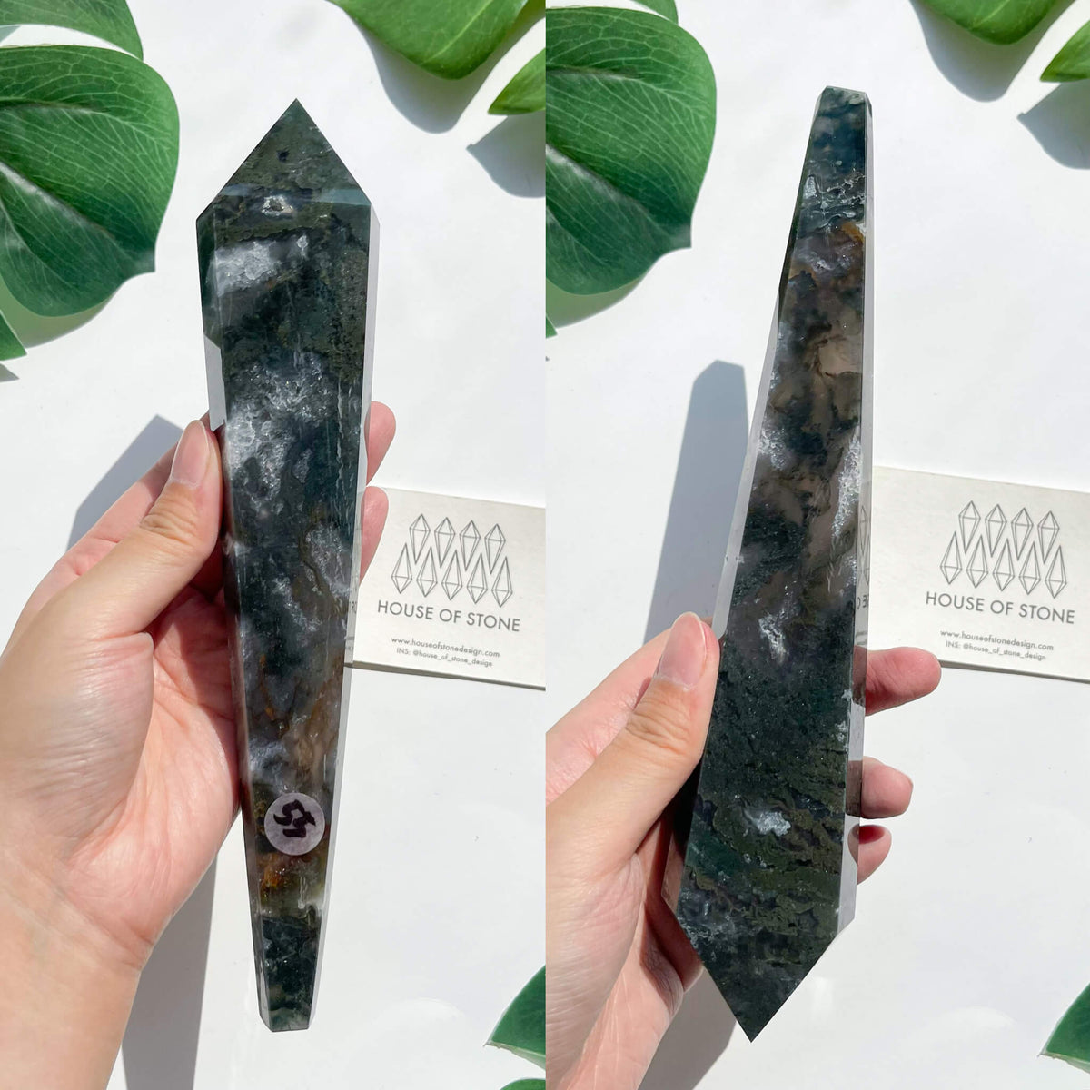 Natural Moss Agate Wand/Druzy Moss Agate Crystal Point Wand/Moss Agate Crystal Handle/Moss Agate Stem/Wedding Bouquet Handle/Heart Chakra Healing/AAA