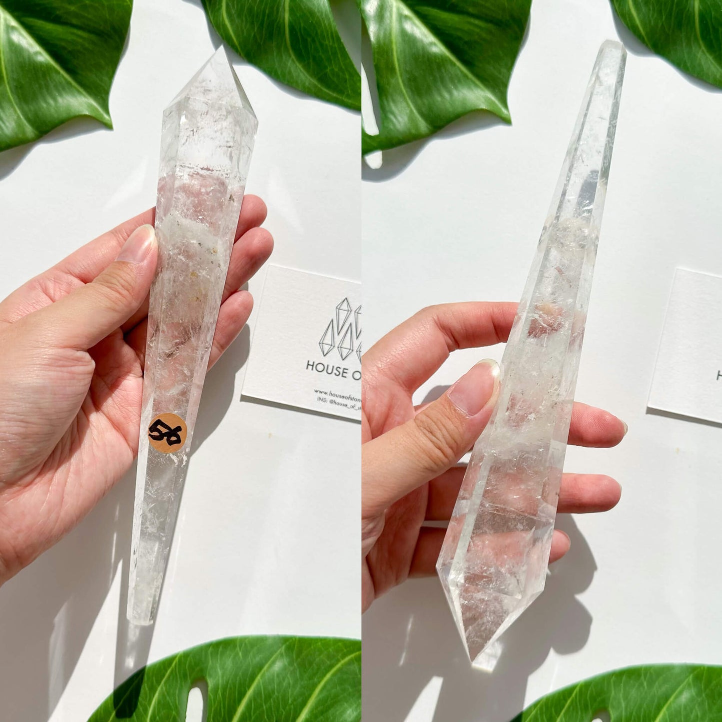 Natural Clear Quartz Point Wand/Clear Quartz Rainbow Crystal Wand/Clear Quartz Handle/Crystal Stem/Crown Chakra Healing/Meditation Tool/AAA
