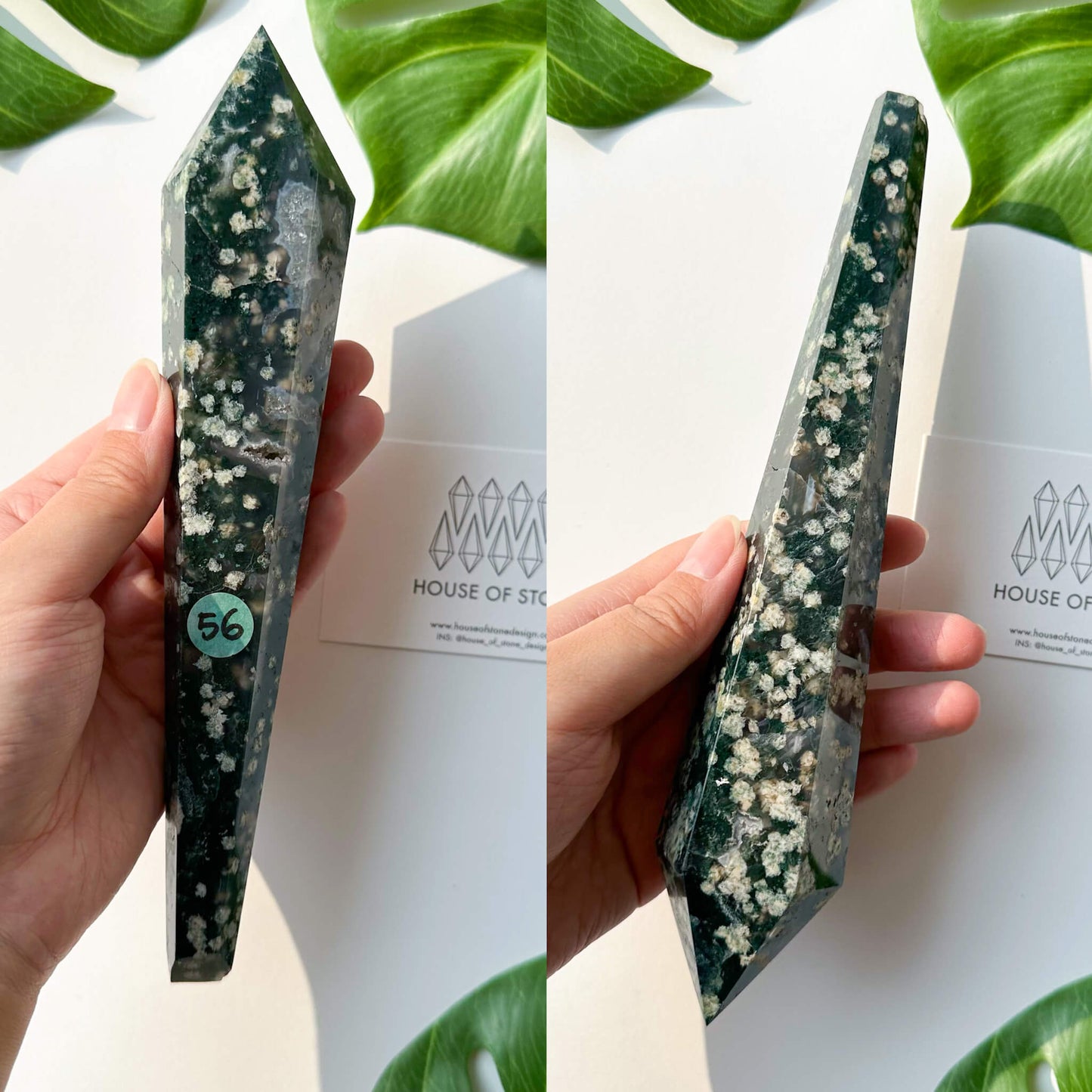 Natural Moss Agate Wand/Druzy Moss Agate Crystal Point Wand/Moss Agate Crystal Handle/Moss Agate Stem/Wedding Bouquet Handle/Heart Chakra Healing/AAA