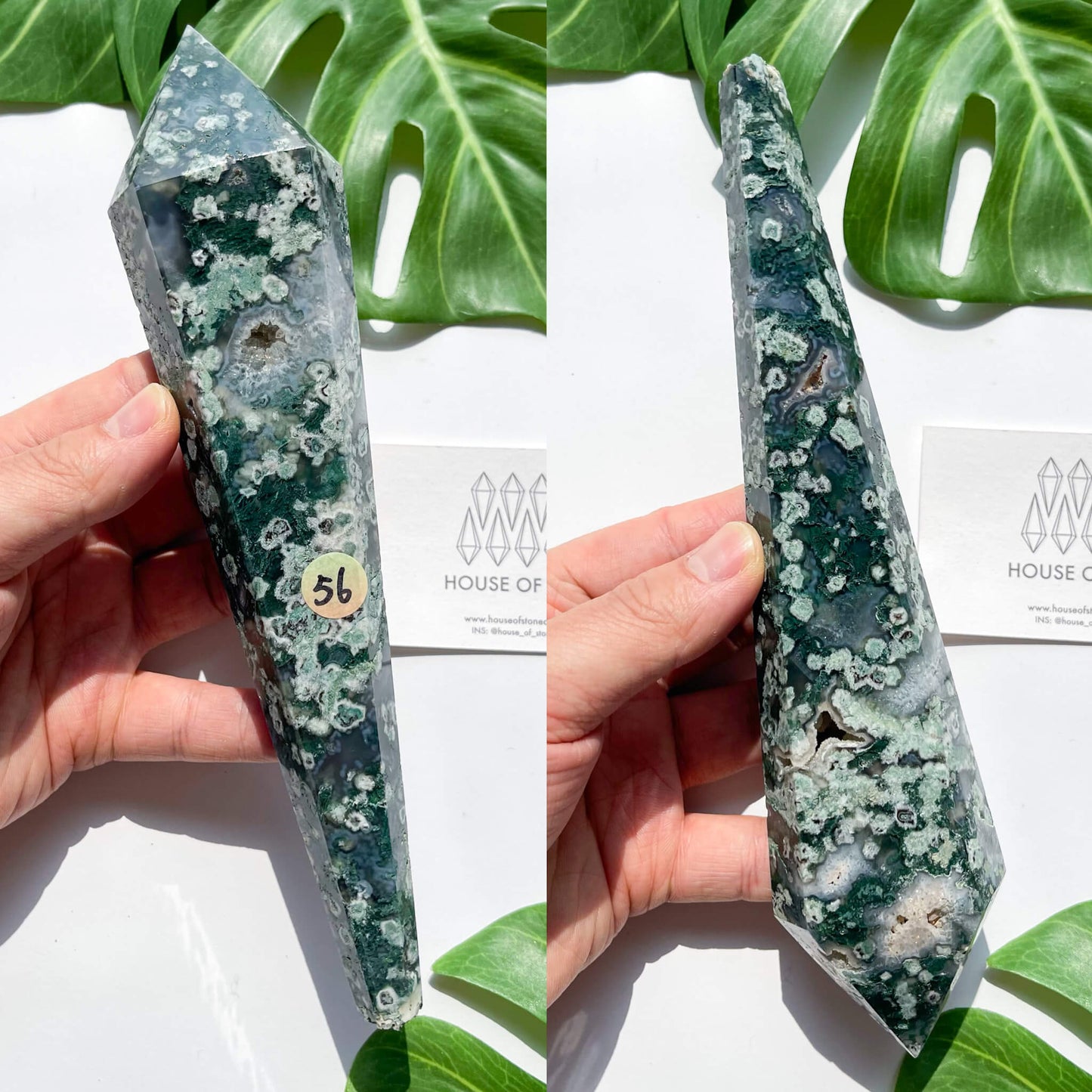 Natural Moss Agate Wand/Druzy Moss Agate Crystal Point Wand/Moss Agate Crystal Handle/Moss Agate Stem/Wedding Bouquet Handle/Heart Chakra Healing/AAA