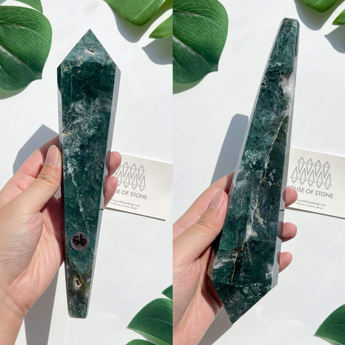 Natural Moss Agate Wand/Druzy Moss Agate Crystal Point Wand/Moss Agate Crystal Handle/Moss Agate Stem/Wedding Bouquet Handle/Heart Chakra Healing/AAA