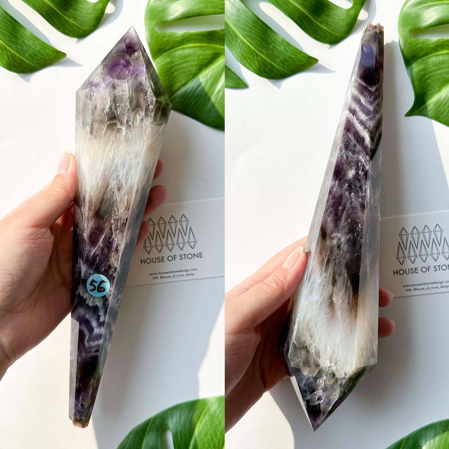 Natural Chevron Amethyst Wand/Chevron Amethyst Crystal Point Wand/Crystal Handle/Amethyst Stem/Wedding Bouquet Handle/Third Eye Chakra Healing/AAA