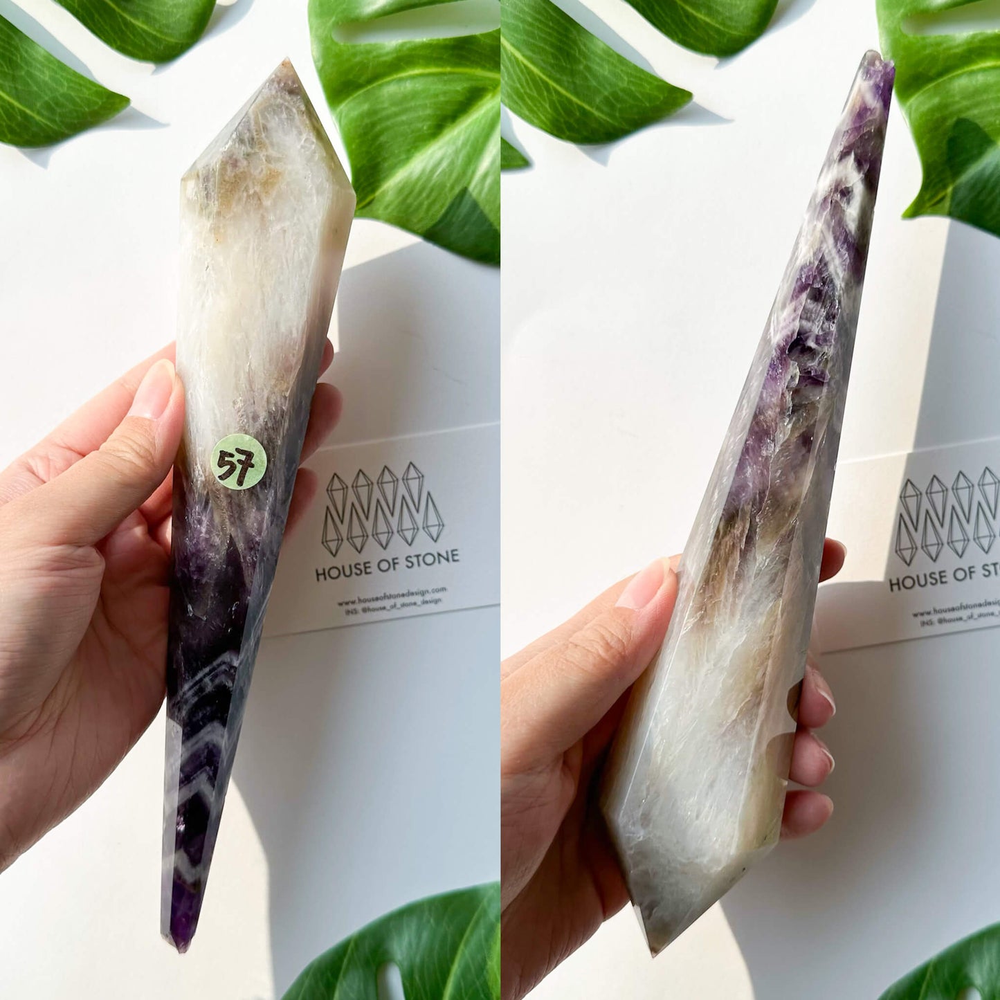 Natural Chevron Amethyst Wand/Chevron Amethyst Crystal Point Wand/Crystal Handle/Amethyst Stem/Wedding Bouquet Handle/Third Eye Chakra Healing/AAA