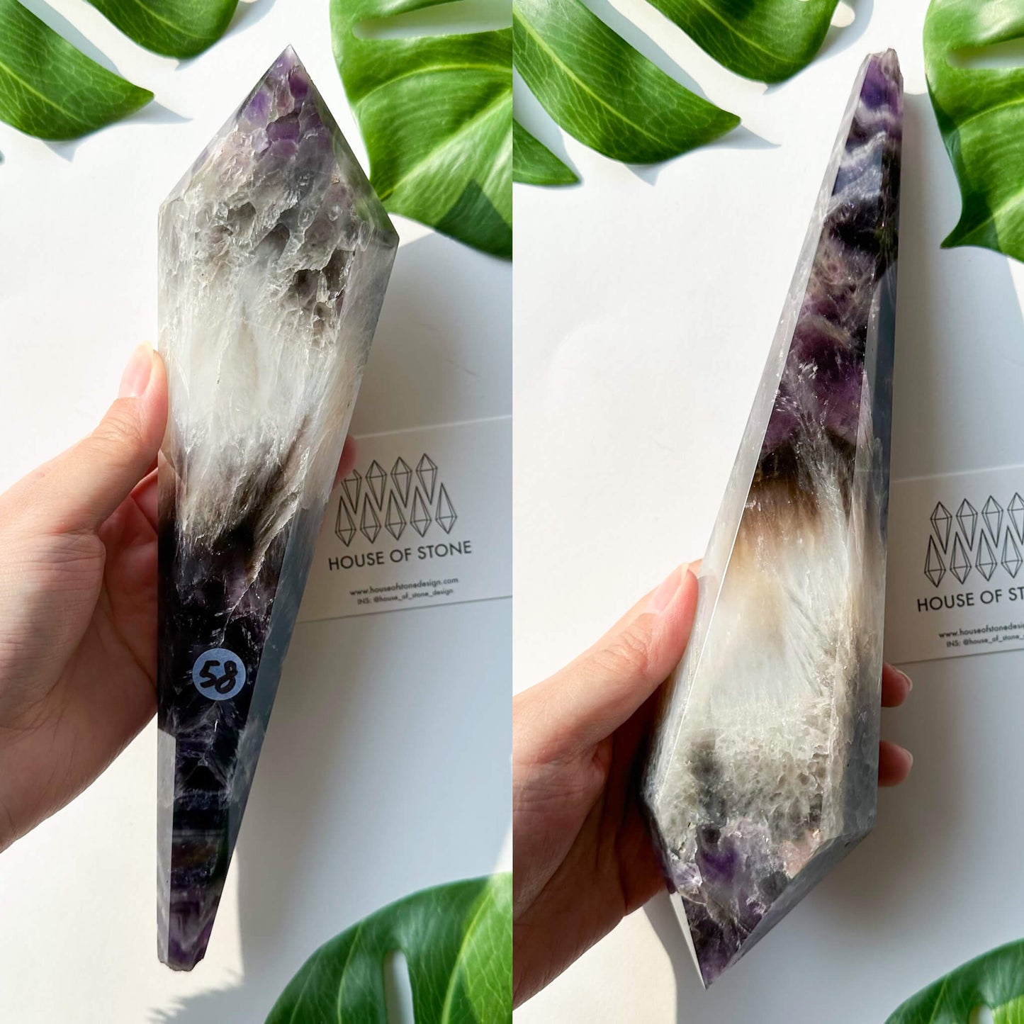 Natural Chevron Amethyst Wand/Chevron Amethyst Crystal Point Wand/Crystal Handle/Amethyst Stem/Wedding Bouquet Handle/Third Eye Chakra Healing/AAA